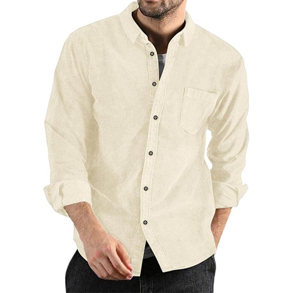 Herrar Corduroy Skjorta Casual Långärmad Knapp-Ner Lätt Jacka beige M