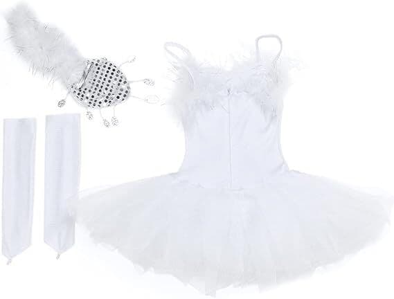 Flickas Sekvens Pärlor Ballet Dans Tutu Klänning Trikå Prestanda 140cm