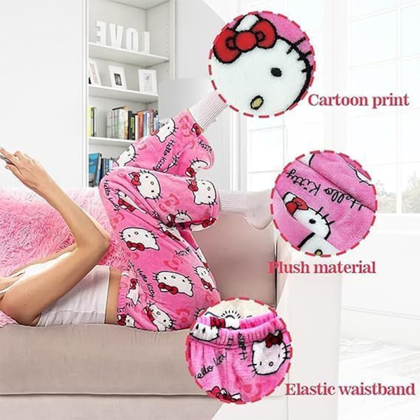 Anime Pyjamasbukser med All Over Print til Kvinder pink XL