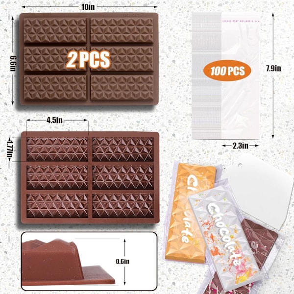 12 Hul Chokoladebar Form Dyb med Poser Skraber Style2