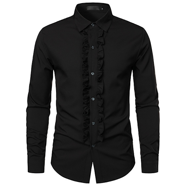 Miesten Tuxedo-paidat Slim Fit Rypytetty Hää- ja Illallinen Yläosat black M