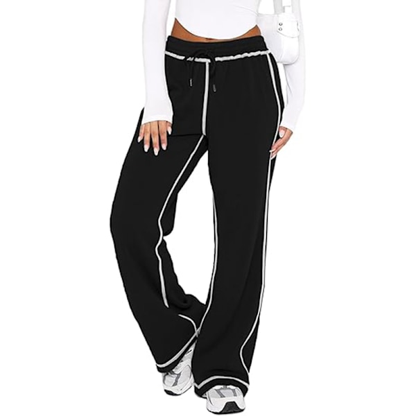 Naisten Treenihousut - Pehmeät Leveät Sweatpants Naiset Nyöri Vyötäröllä Lounge Housut black XL