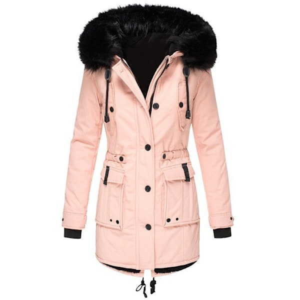 Vinterjakke for kvinner - Quiltet, varm dunjakke, tykk parkas pink L