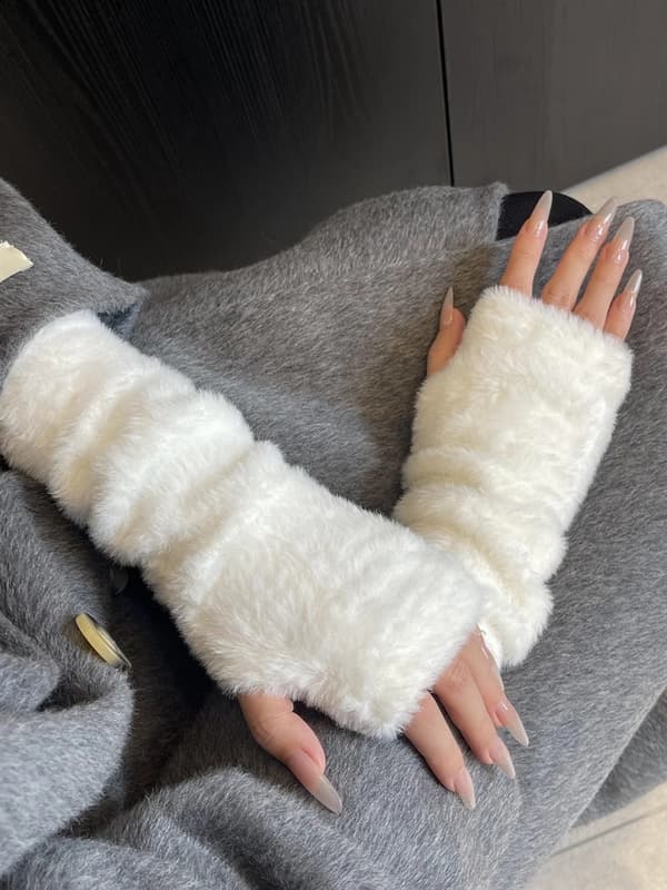 Armvarmere for kvinner Vinter Søte Fingerløse Hansker white