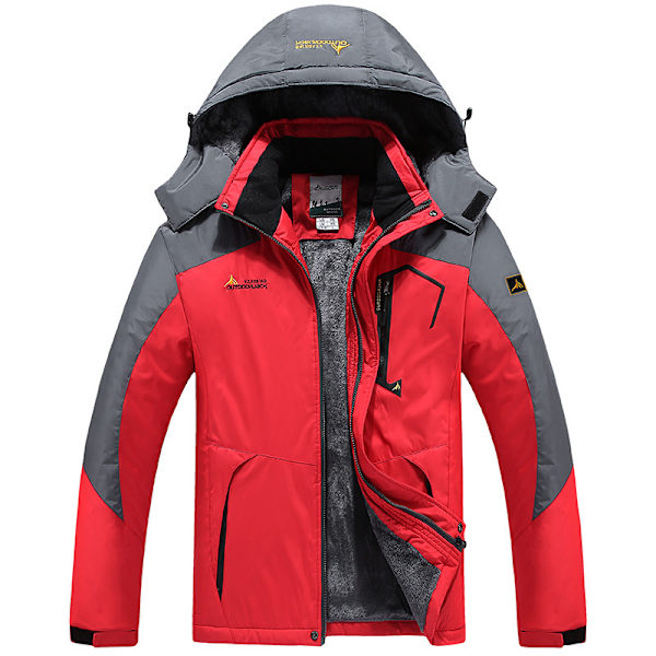 Vanntett Skijakke for Menn, Vintervarm Snøjakke red 5XL