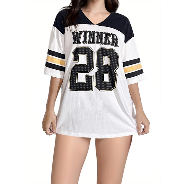 Dam American 28 Fotboll Oversize T-Shirt Topp black M