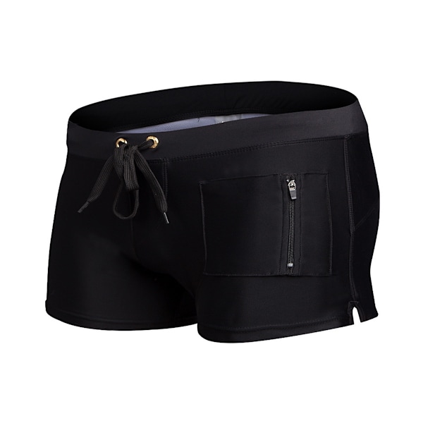 Sexig badkläder strand snabbtorkande badbyxor herr badkläder boardshorts black L