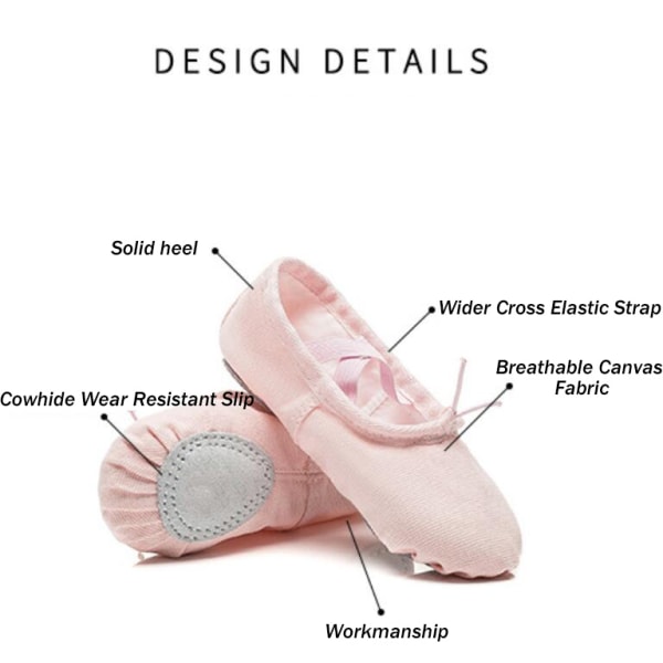 Ballet Sko til Piger - Toddler Ballet Slippers Dansesko til Børn Light Pink 22