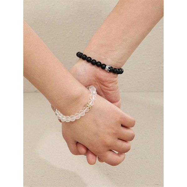 2 stk. Moderne Kroneformede Lysende Hjerte Pararmbånd Til Valentinsdag Gave