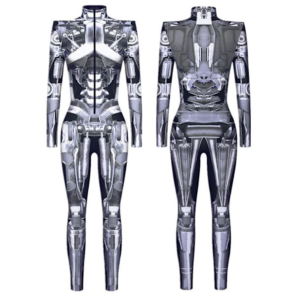 Halloween-asu Naisten Luuranko Cosplay Catsuit Hyppyasu Silver L