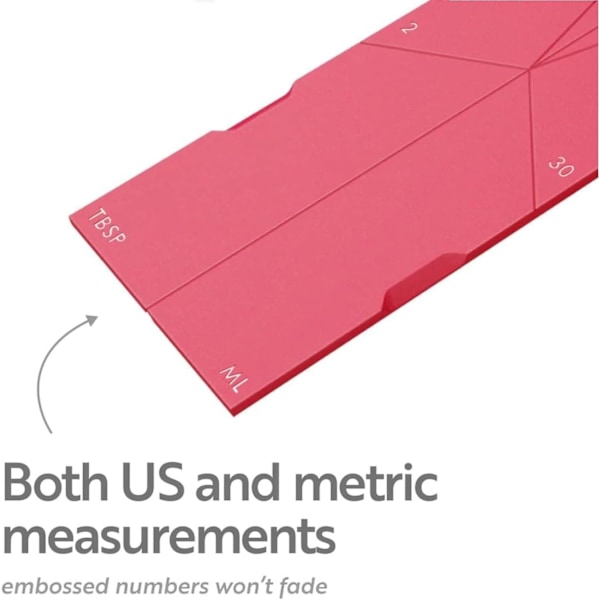 Polygons 3-i-1 Flat Måleskje, 2 Skjeer med 6 Ulike Størrelser red