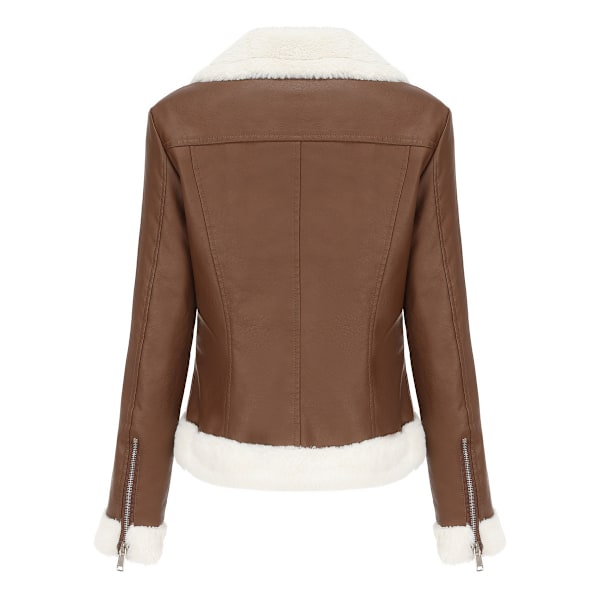 Läder Sherpa Jacka Dam, Lammskinns Pälsjackor coffee 2XL