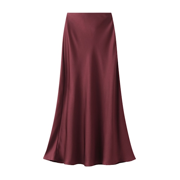 2 st Kvinnors Satinskjort, Hög Midja, Långa Kjolar för Kvinnor red XL