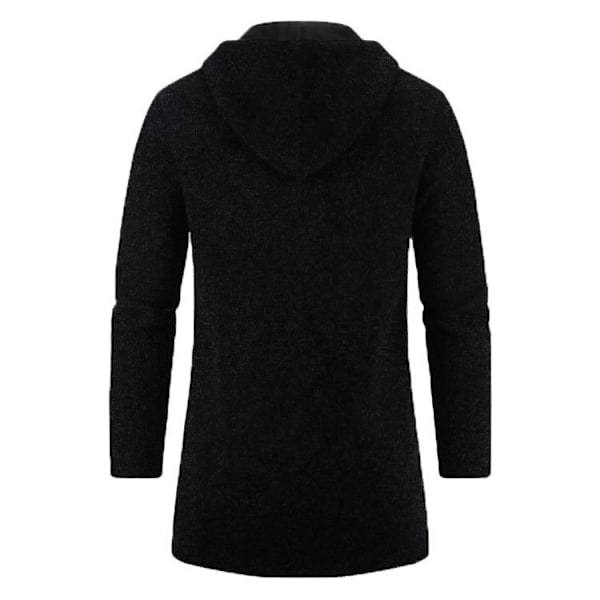 Herrar Stickad Tröja Snygg Medellång Huva Dragkedja Cardigan black 2XL