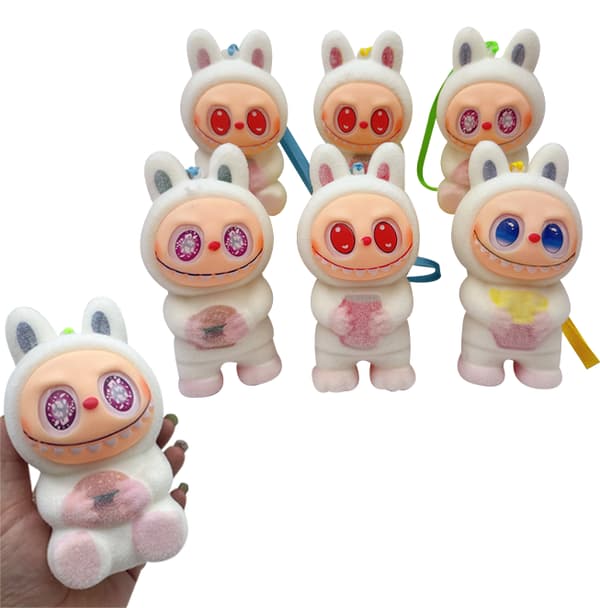 6-pack Vinylfigur Squishy Leksaker Långsamt Stigande Stressleksak White