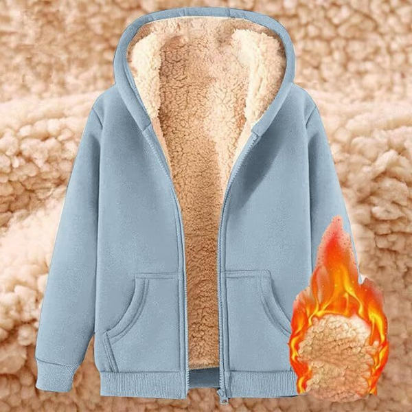 Vinterjacka Dam Fleecejacka med Huva blue 4XL