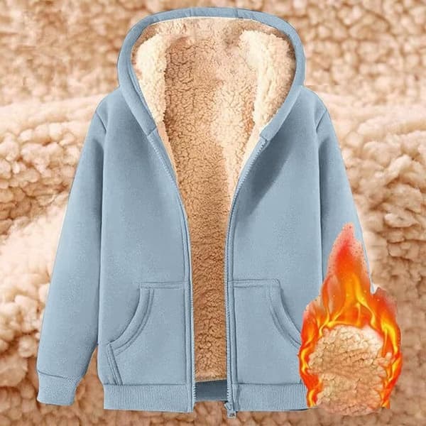 Vinterjacka Dam Fleecejacka med Huva blue XL