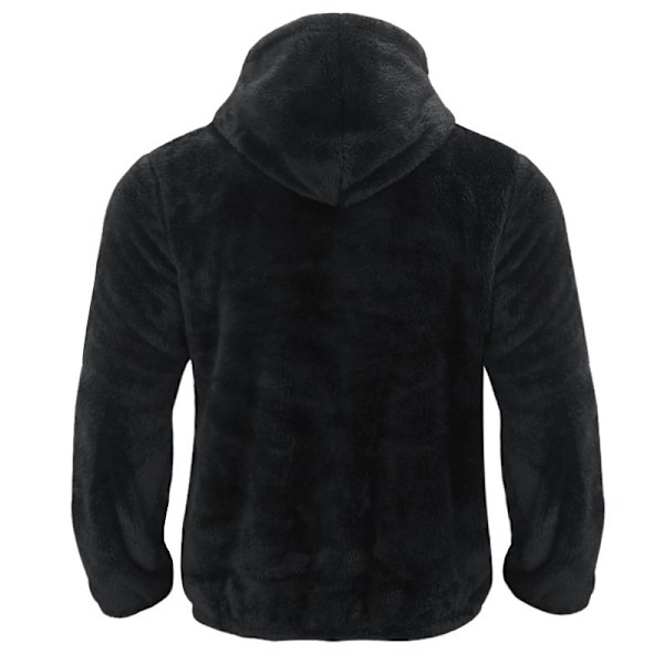 Mænds Vinter Fleece Hoodie Lynlås Trøje Varmt Jakke black S