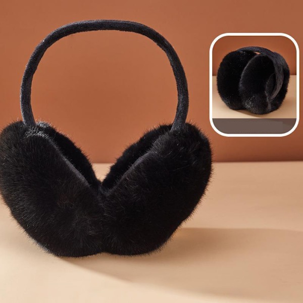 Korvatyynyt Talvi, Korvanlämmittimet Taitettavat Pehmeät Plushiset Korvatyynyt black