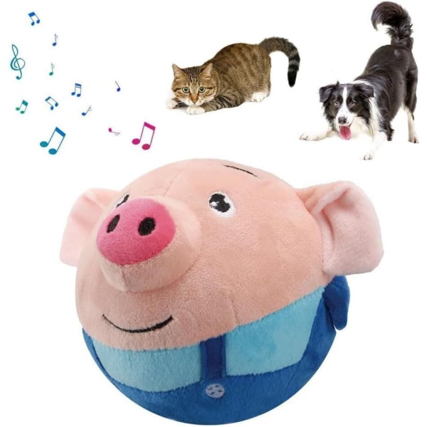 Aktivt Rörlig Plyschleksak för Husdjur, Interaktiv Kvittrande Rörlig Hund- och Kattleksak med Studsande Boll Pink Pig Bluetooth