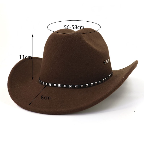 Western Cowboy Cowgirl Hat, Pinch Front Faux Felt Cowboy Hat brown