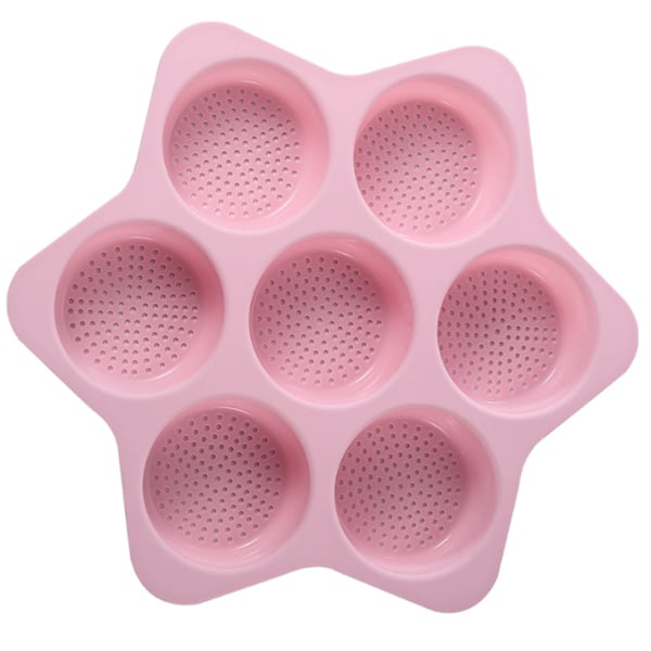 Silikon Hamburgerbrødform med 7 huller, brødform, ikke-klebende bakeform Pink