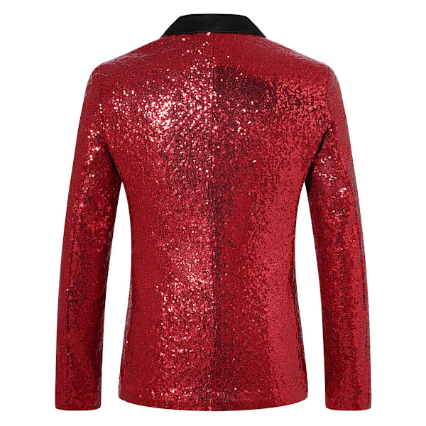 Menn's Sequin Blazer Dress One Button Slim Fit Menn's Sequin Jakke red M