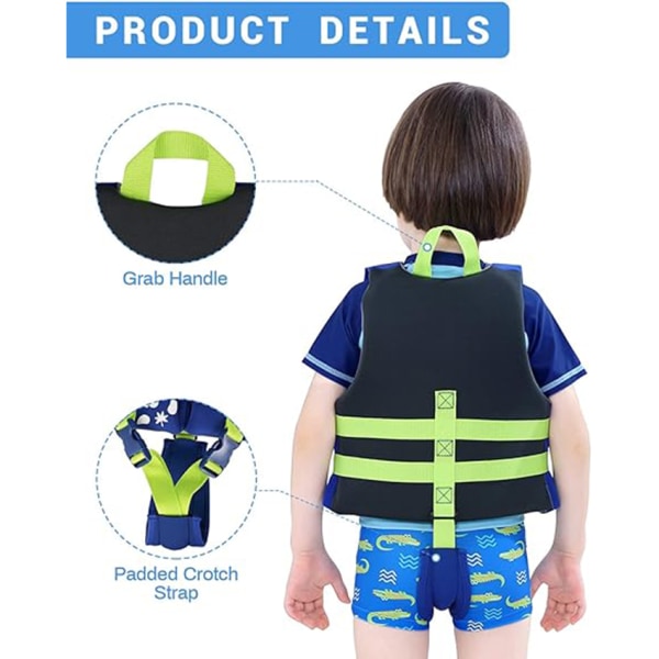 Badväst för barn, flytväst för pojkar, flickor, flytande baddräkt Green 2XL