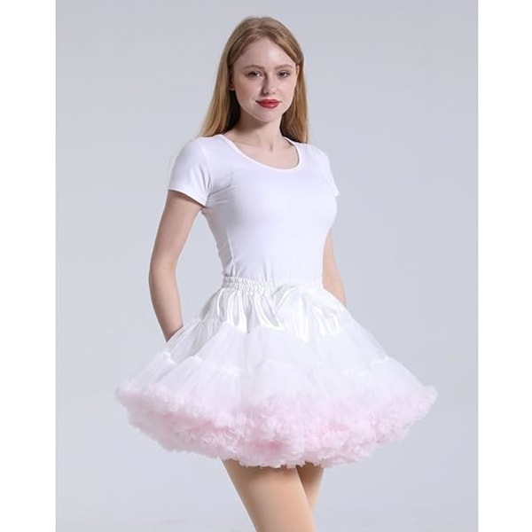 Dam Tutuskjort i Chiffon med Elastisk Midja - Prinsessa Ballet Dans Multi-Lager Black+Dark Pink