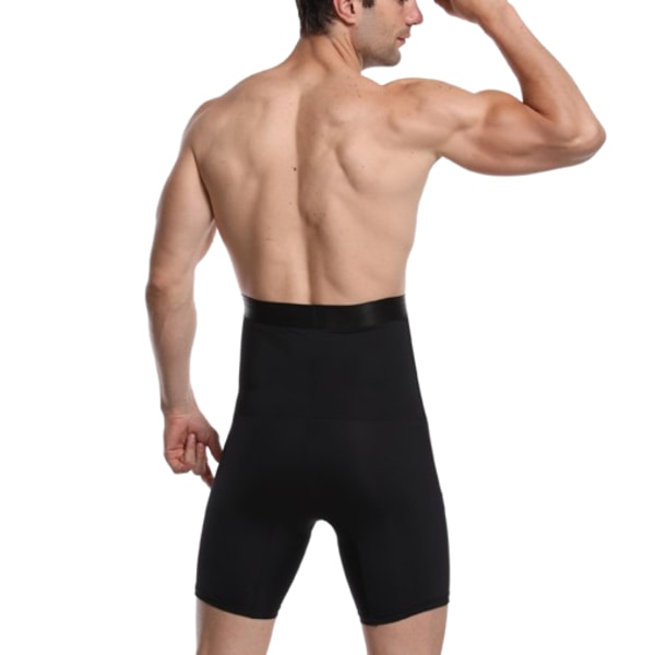 Män Shapewear Shorts med Hög Midja, Tummy Control Underkläder, Slankare Form black M