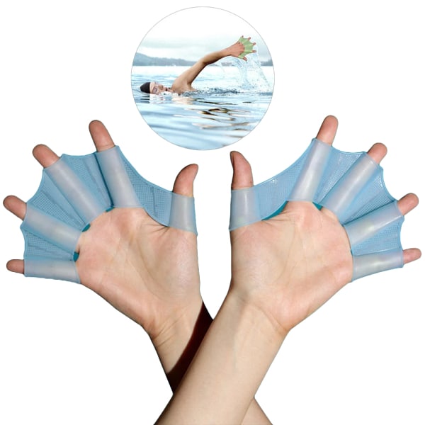 Silikon Simning Hand Webbed Silikon Simutrustning fenor Hand Webbed Flippers Blue M