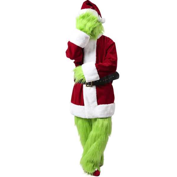 Grön tomtedräkt Vuxen 7st, jultomtekostym för män XL