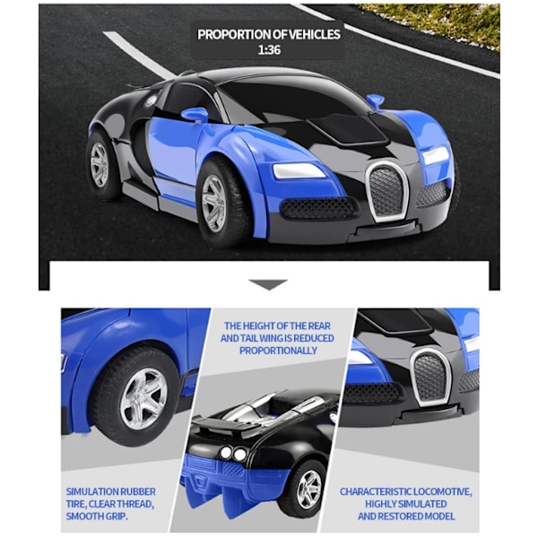 Transformationsmodelbil Automatisk Deformation Tryk Legetøjs Racerbil Legetøj blue