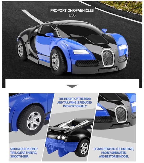 Transformationsmodell Bilar Automatisk Deformation Tryck Leksak Race Car Leksaker blue