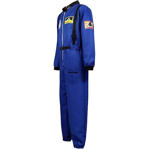 Herkostym för vuxna män, astronaut, rymdfarare, pilot, jumpsuit, festklädsel blue 140
