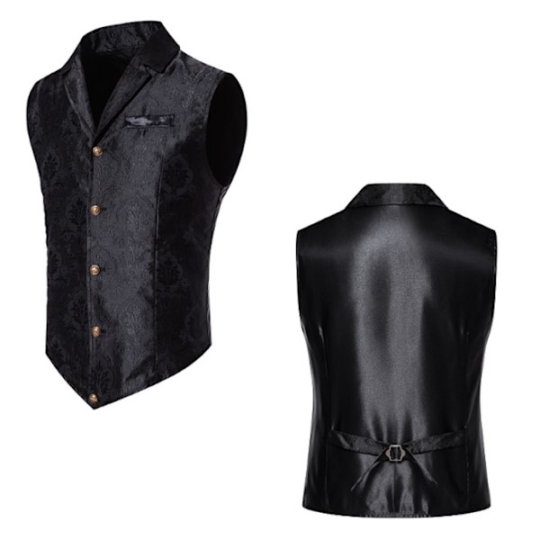 Herrar Väst Paisley Blommig Viktoriansk Västar Gotisk Steampunk Formell Väst Smoking Västar black M