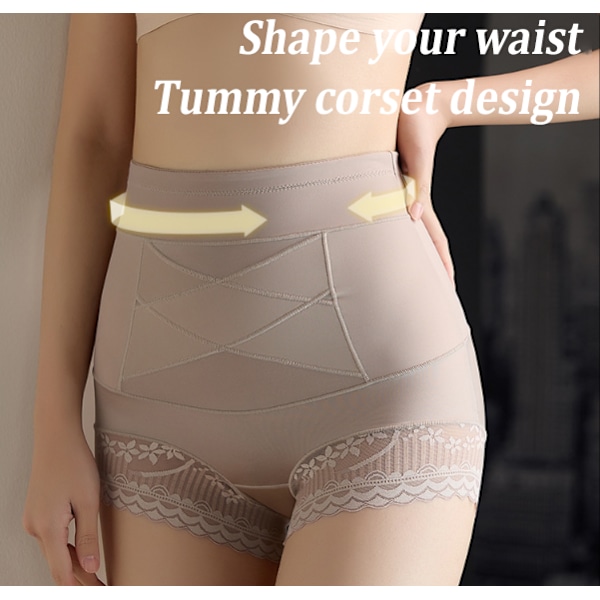 Dame Tummy Control Højtaljet Træner Body Shaper Khaki M