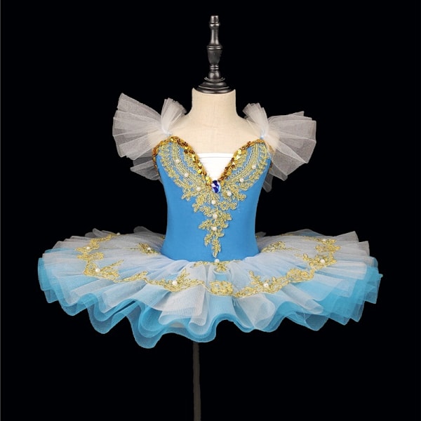 Balettimekko Tytöille Lapsille Romanttinen Tutu Esitysvaatteet Ballerina Mekko blue 100cm