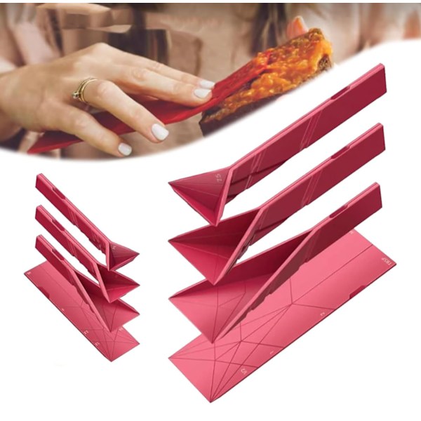 Polygons 3-in-1 Tasainen Mittalusikka, 2 Lusikkaa 6 Eri Koolla red