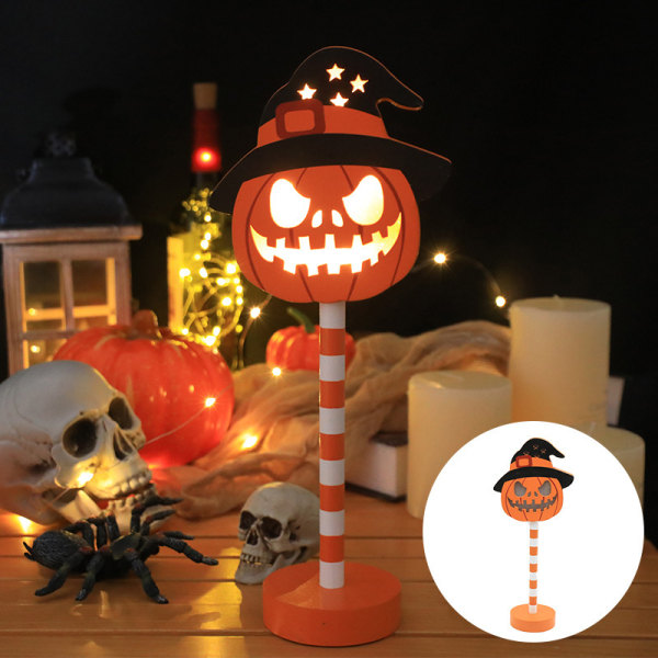 Halloween Skeleton Skull Spooky Light, Halloween Holiday Bord Dekor Pumpkins with hat