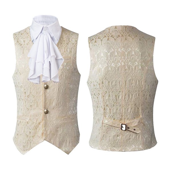 Paisleyvästar för män Viktoriansk Steampunk Gotisk Kostymväst beige M