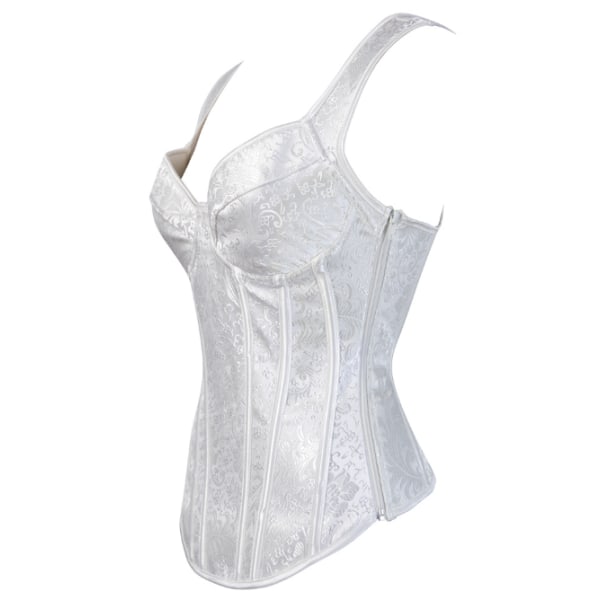 Halter-korsett i jacquardvev, gotisk punk-bustier, formende undertøy White 2XL