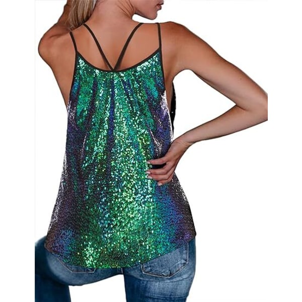 Dam Sleeveless Sparkle Shimmer Camisole Väst green L