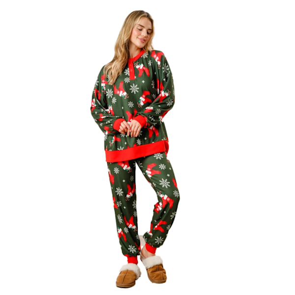 Dam Candy Cane Julpyjamas Randig Loungeset Jul-PJs Set green M
