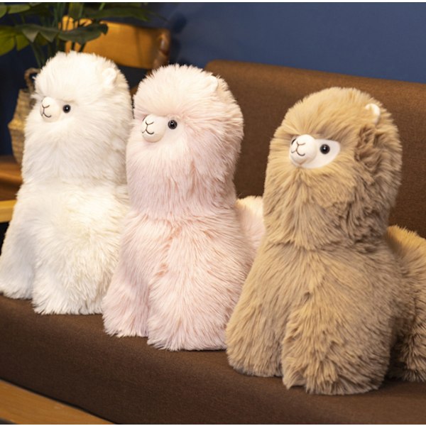Alpaca Plussjeleketøy Myk Lama Stoffdyr Plushie Stuffet Lama Alpaca Plussj white 40cm