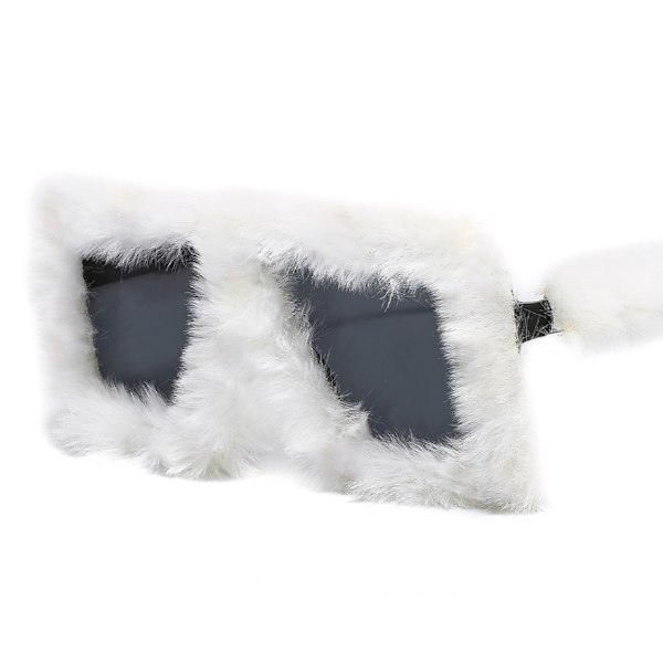 Kvinners Fuzzy Square Cat Eye Solbriller Fest Maskerade Disco Briller White