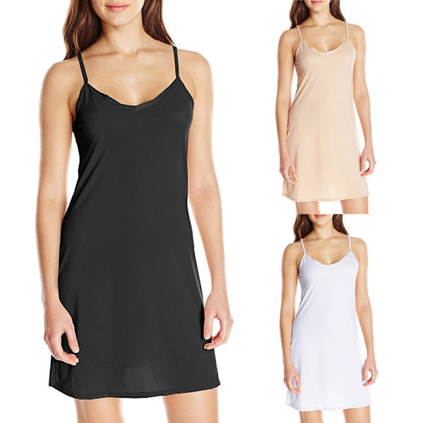 Nattklänning för kvinnor, mjukt fullslip-underkjol Black 2XL