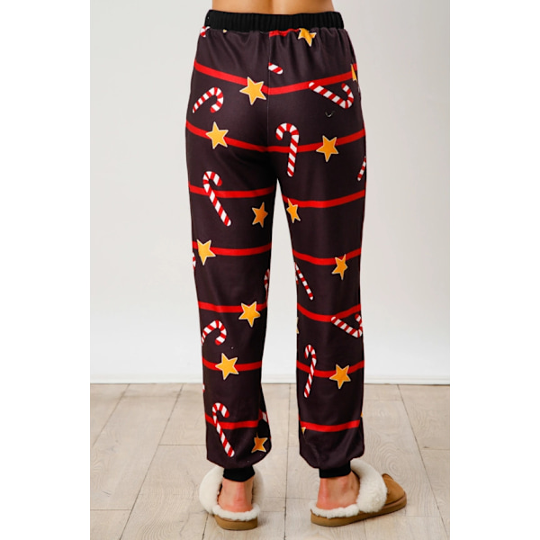 Dam Candy Cane Julpyjamas Randig Loungeset Jul-PJs Set black M