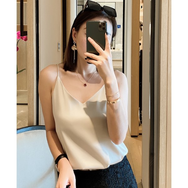Camisole Ohut Liivi Seksikäs Naiset Hihaton V-Kaula-Aluspaita champagne L