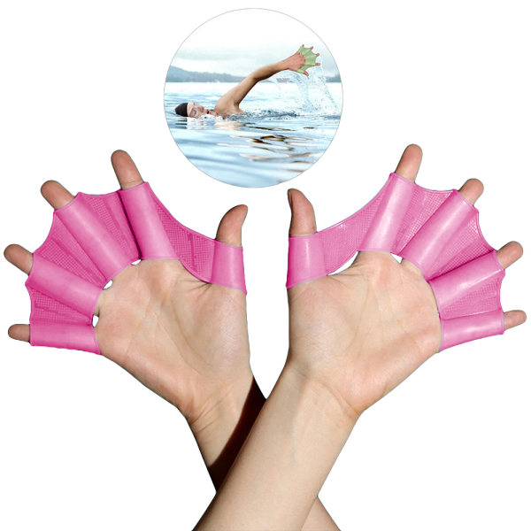 Silikon Simning Hand Webbed Silikon Simutrustning fenor Hand Webbed Flippers Pink L